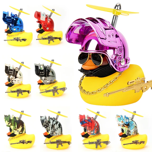 Gummi Ente Spielzeug auto Ornamente Gelbe Ente Puppe Auto Dashboard  Rückspiegel Dekoration mit Fliegen Propeller Helm - AliExpress