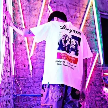 

ZHIJING Printed Letter MEN T-shirt Couples New Style Summer Trend Korean-style Street Hip Hop Casual Short Sleeve T-shirt Men
