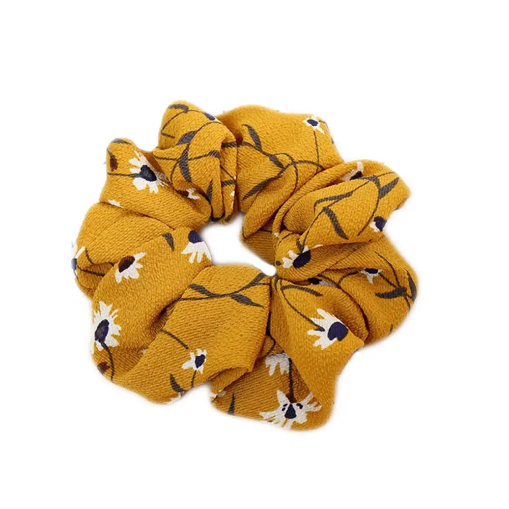 1pcs Vintage Scrunchies Lady Stretch Chiffon Scrunchie Women Elastic Hair Bands Girls Headwear Floral Hair