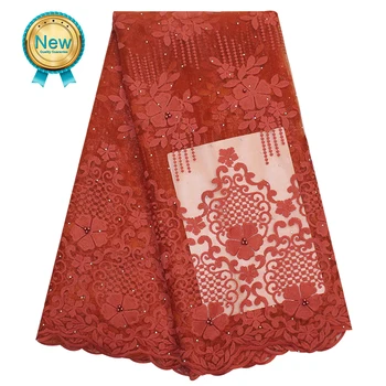 

Bestway 2020 Latest Nigerian Lace Fabric High Quality African Women Party Dress Rhinestone Bead 5 Yards French Tulle Lace Fabric