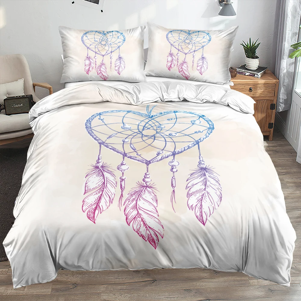 

3D Comfoter Shells Sets Pillowcases Set Duvet Quilt Covers King Queen Full Twin Size Bohemian Custom Design White Bedclothes