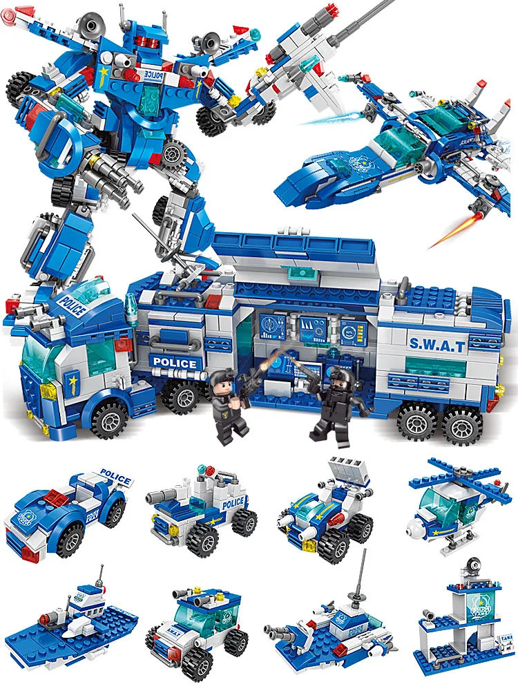 

Assembly Educational Toy CHILDREN'S Building Blocks Assembled Police 6 Mainland China 10-Year-Old Boys Young STUDENT'S 12 <1