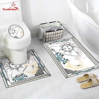 

Fashion Toilet Sticker Decoration Wallpaper Bathroom Floor Sticky Paper Accessories Wall Stickers Mural Room Home Decal WC Decor