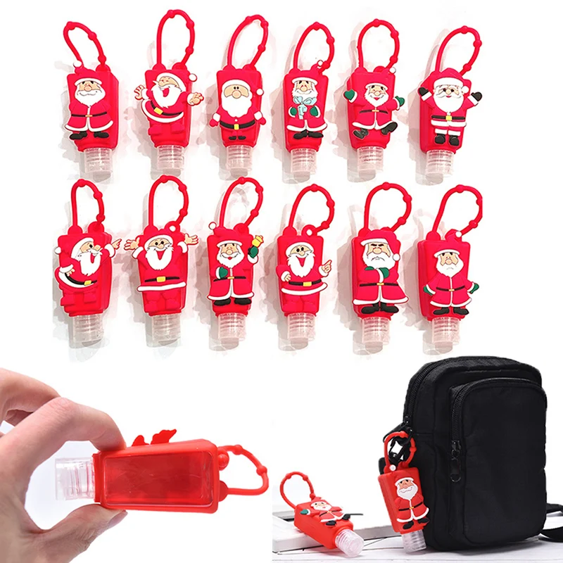 1Pc Mini 30ml Portable Christmas Series Empty Bottle Travel Refillable Bottle Silicone Protective Cover Hand Sanitizer  Bottle