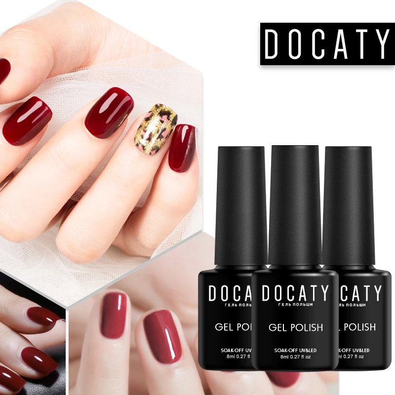 

Docaty Soak Off Gel Polish for Nails 8Ml Soaked UV LED Semi-permanent Manicure New Color Nude Hybrid Varnish Gel Nail Polish