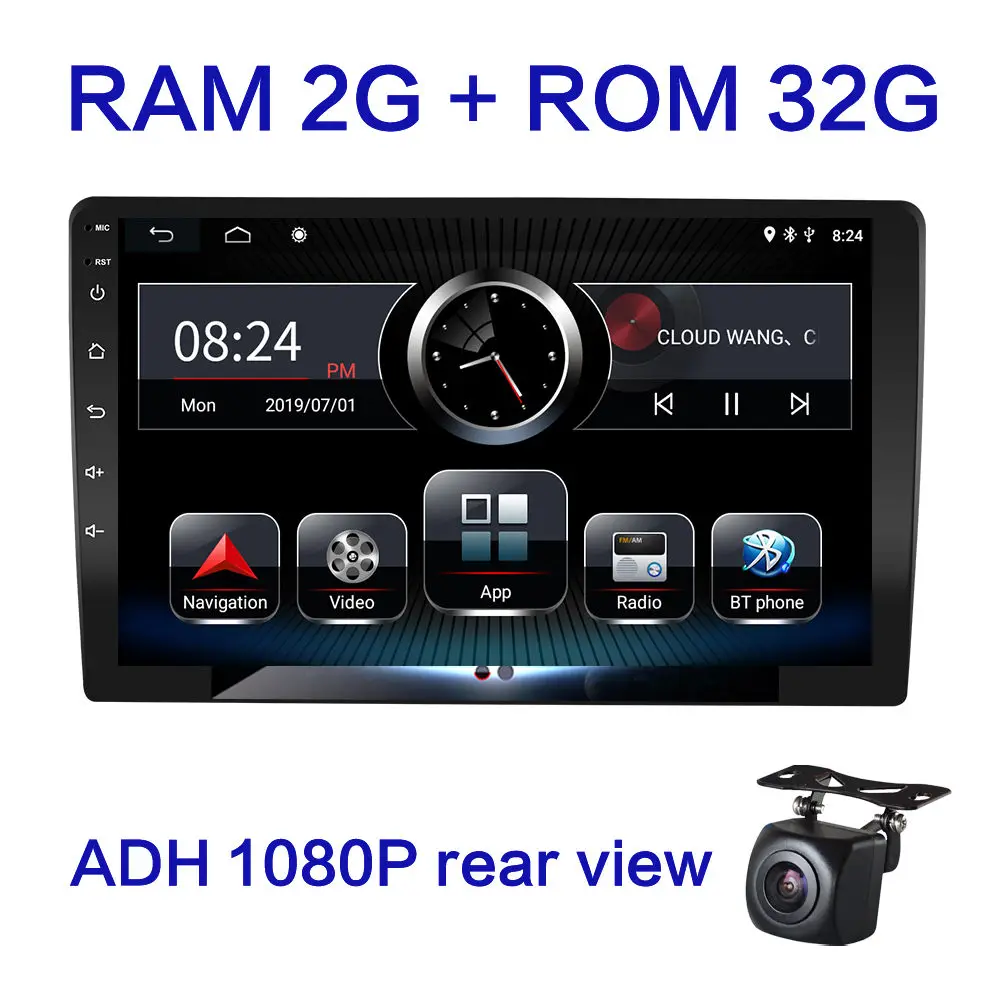 2G 32G CAM 9 дюймов 2DIN Android 9,0 автомобильный DVD мультимедийный плеер стерео радио Bluetooth wifi Аудио Mirrorlink с AHD 1080P тыловая камера 2G ram - Цвет: 2G 32G CAM