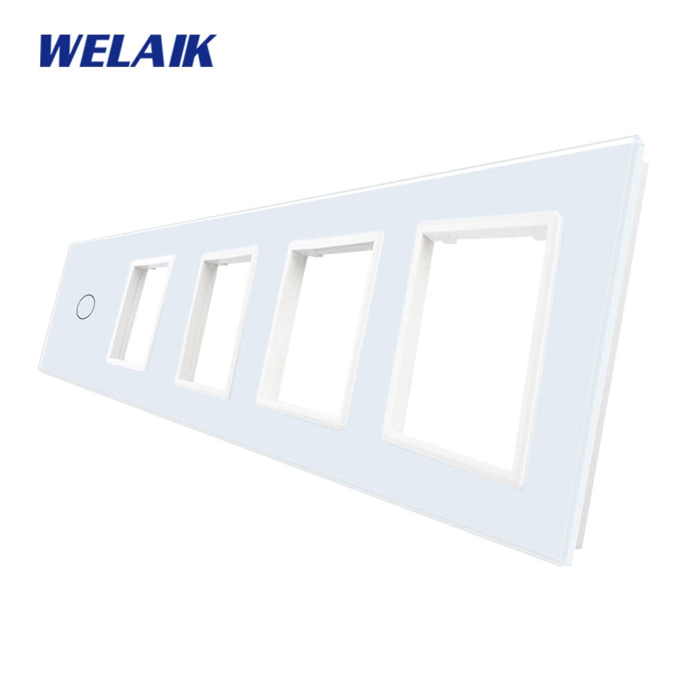 

WELAIK-1 Free Shipping EU 5Frame 1Gang+4Square hole Glass Panel Crystal Glass Panel Only Not Touch Switch A5918888W1