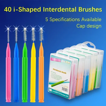

40 Pcs I Shaped Interdental Brush Denta Floss Interdental Cleaners Orthodontic dental teeth Brush Toothpick Oral Care tool