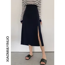 2021 Summer Women's Dress, Patchwork Skirt, Slim, Side Split A-line Black Skirt High Fashion Gothic Korean Fashion Clothing 2020