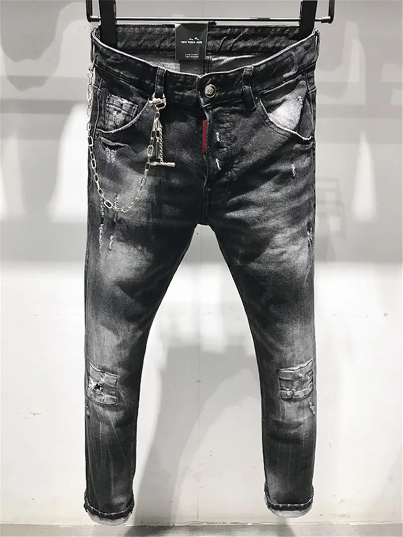 

Brand Designer Men Denim Coolguy Jeans Embroidery Pants Fashion Dsq Holes Trousers D2-9625