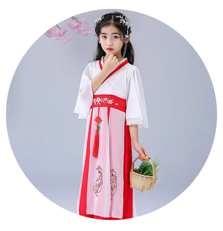 Китайский стиль Hanfu для девочек; детское платье в античном стиле; костюм сказочной принцессы; танцевальные костюмы; китайские костюмы на Хэллоуин для женщин