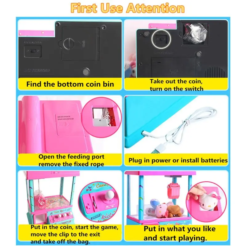 

Claw Machine Music Light 60s Time Candy Grabber Prize Dispenser Vending Machine Birthday Christmas Gifts for Boys Girls 72XC