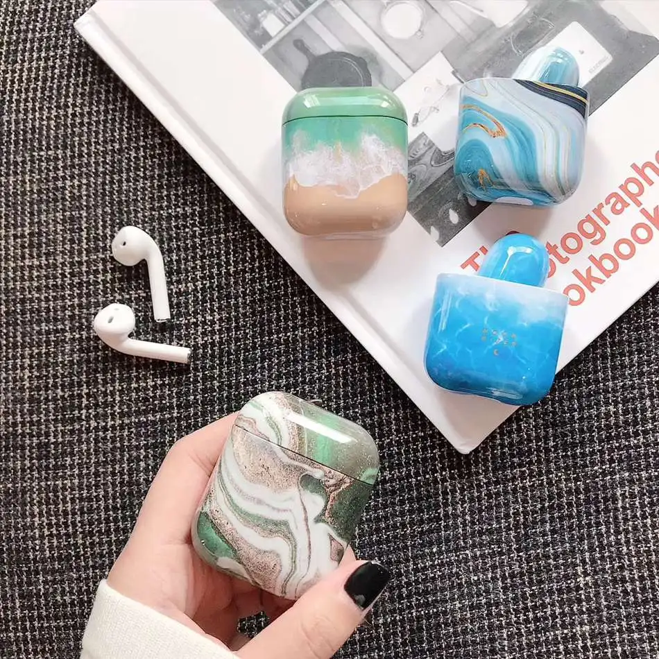 Чехол для наушников Airpods 2 чехол Роскошный Мраморный Apple Air Pods Защитный кожи