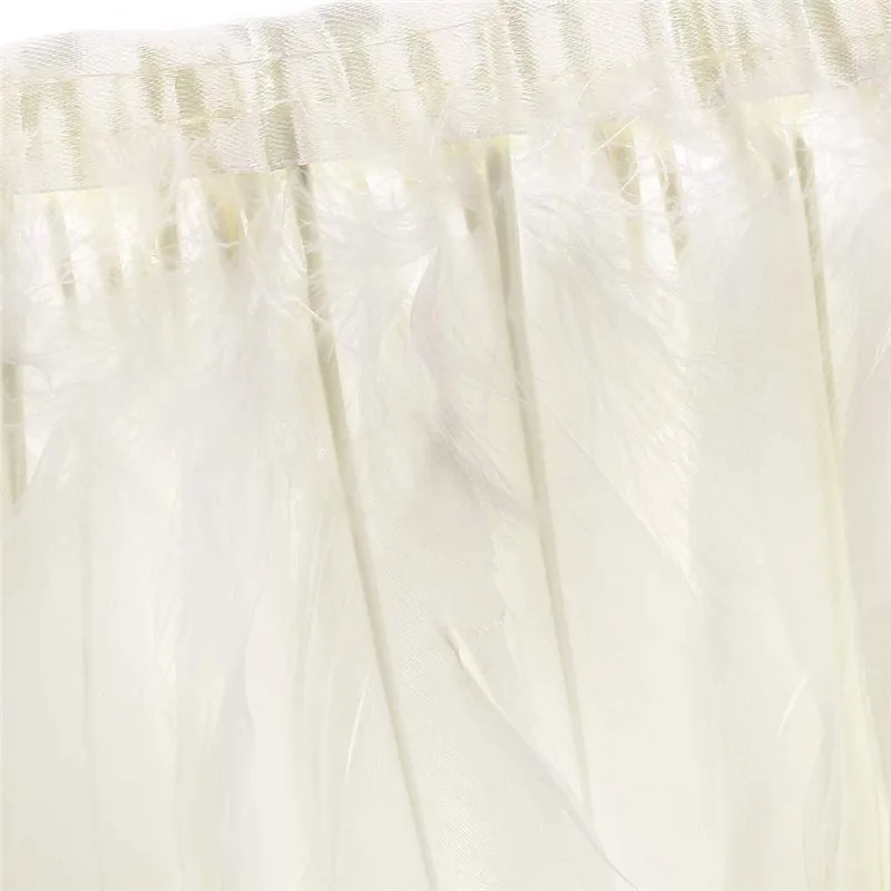 Frange En Plumes D'oie Naturelles Blanche - Longueur 2 M, Plumes De 15-20 Cm - Décoration DIY Pour Vêtements, Chapeaux