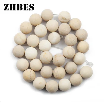 

6 8 10MM Natural Stone Matte Ancient Fossils Rice White Round Spacers Loose Beads For Jewelry Bracelet Making DIY Accessories