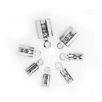

100Pcs/lot Stainless Steel Fold Over Crimp Cord Ends Leather Clasp Tip End Jewelry Connector Jewelry Making Supplies Wholesale