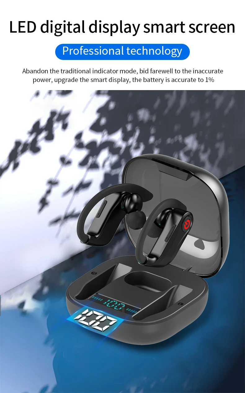 HBQ PRO TWS Bluetooth 5,0 наушники стерео беспроводные ушные крючки Мини спортивная водонепроницаемая гарнитура портативный 950 мАч зарядный чехол