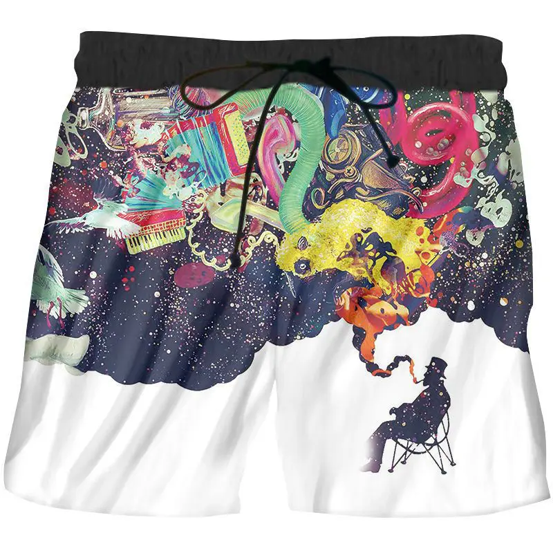 Летние шорты в стиле хип-хоп, мужские цветные фантазийные шорты с 3D принтом звездного неба, пляжные повседневные шорты, большие размеры 5XL 6XL