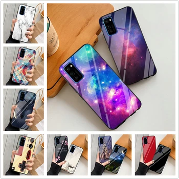

For Huawei Honor V30 Pro Case 6.57'' Tempered Glass Hard Back Cover For Huawei HonorV30 V 30 V30Pro Phone Cases silicone bumper