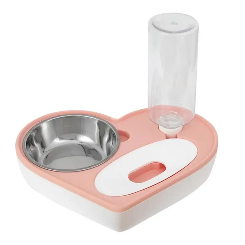 2-в-1 автоматический собака бутылка для воды кошачья миска кормушка для домашних животных диспенсер продукт для домашних животных интерактивное Кормление бутылка питьевой воды - Цвет: Pink