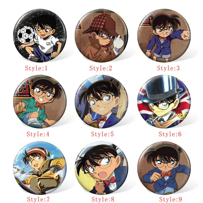 

58MM Detective Conan Anime Cosplay Badge Cartoon Brooches Pins Collection bags Badges for Backpacks Clothes