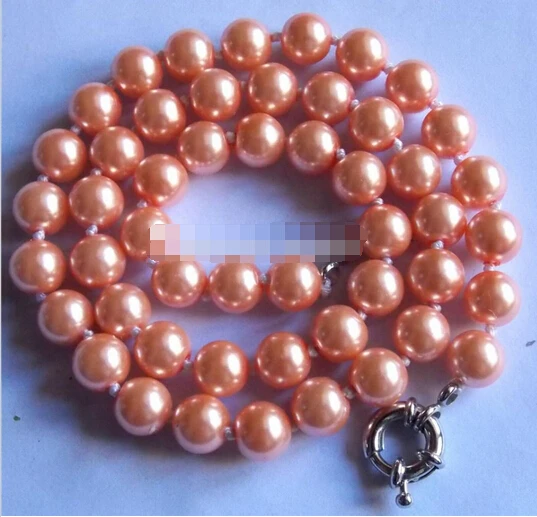999 New AAA 8mm Orange South Sea Shell Pearl Necklace 18''