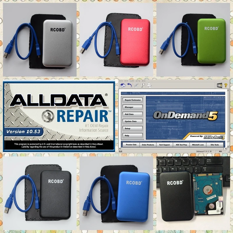 

Alldata software 10.53 and Mitchell ondemand All data Auto Repair data fit win7 XP system 750GB HDD with enclosure and USB 3.0