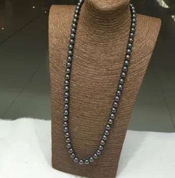 

8mm black colors shell pearl 80cm 30'' necklace round bead Natural SOUTH SEA SHELL PEARL Woman jewelry NECKLACE