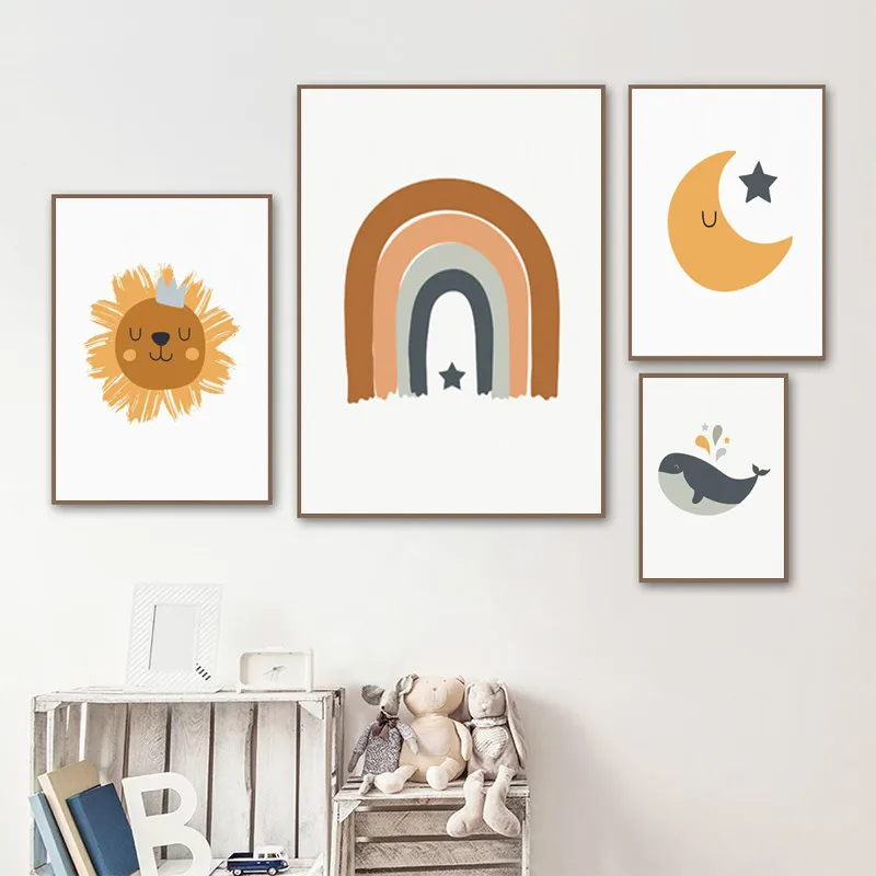 Cartoon-Anima-Sun-Stars-Posters-and-Prints-Moon-Rainbow-Canvas-Prints-Kids-Room-Wall-Art-Decoration (3)
