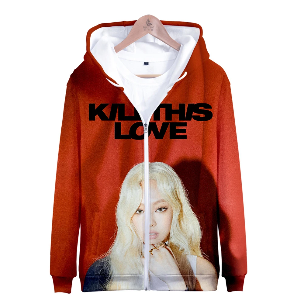 BLACKPINK 3D толстовки на молнии для женщин молния Корея популярная Толстовка Новый стиль Мода balckpink толстовка одежда
