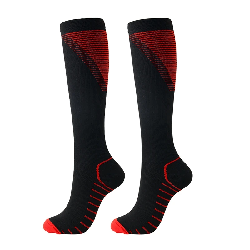 Спортивные носки для бега, марафона, носки для велоспорта, Длинные компрессионные дышащие баскетбольные футбольные обезболивающие спортивные носки для бега ZX00 - Цвет: Красный