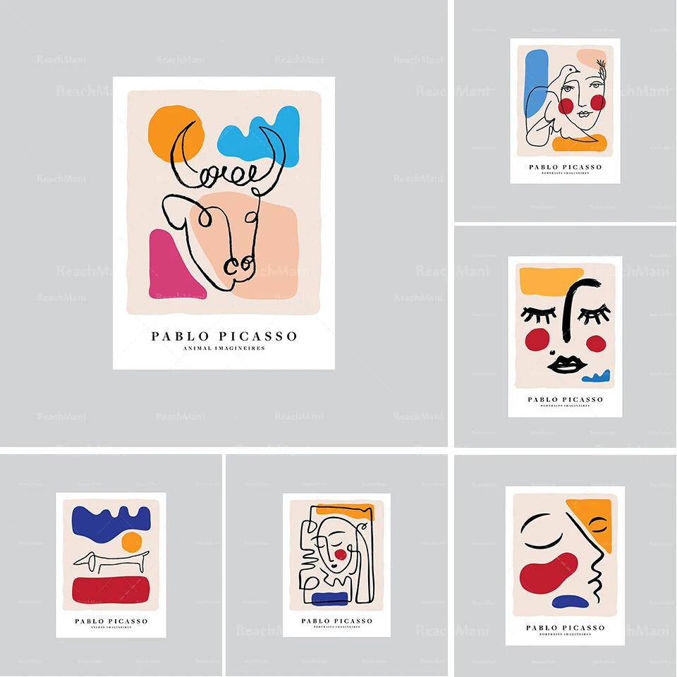 Picasso женская Со штриховыми рисунками Забавная нежные цвета минимализм