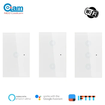 

NEO Coolcam Wifi Wall Light Switch US Glass Panel Touch LED Lights Switch for Smart Home Support Google Home Alexa and IFTTT