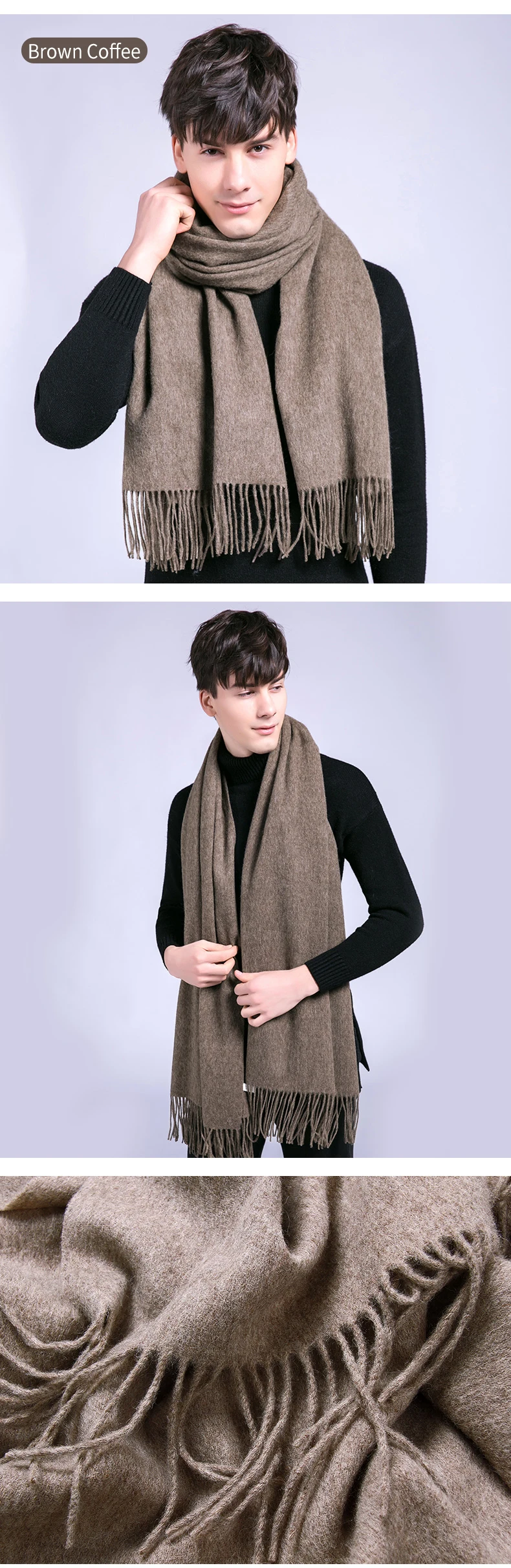 Мужской зимний шерстяной шарф, роскошный бренд, плотные теплые шали и обертывания для мужчин, глушитель из пашмины,, шарфы из чистой шерсти