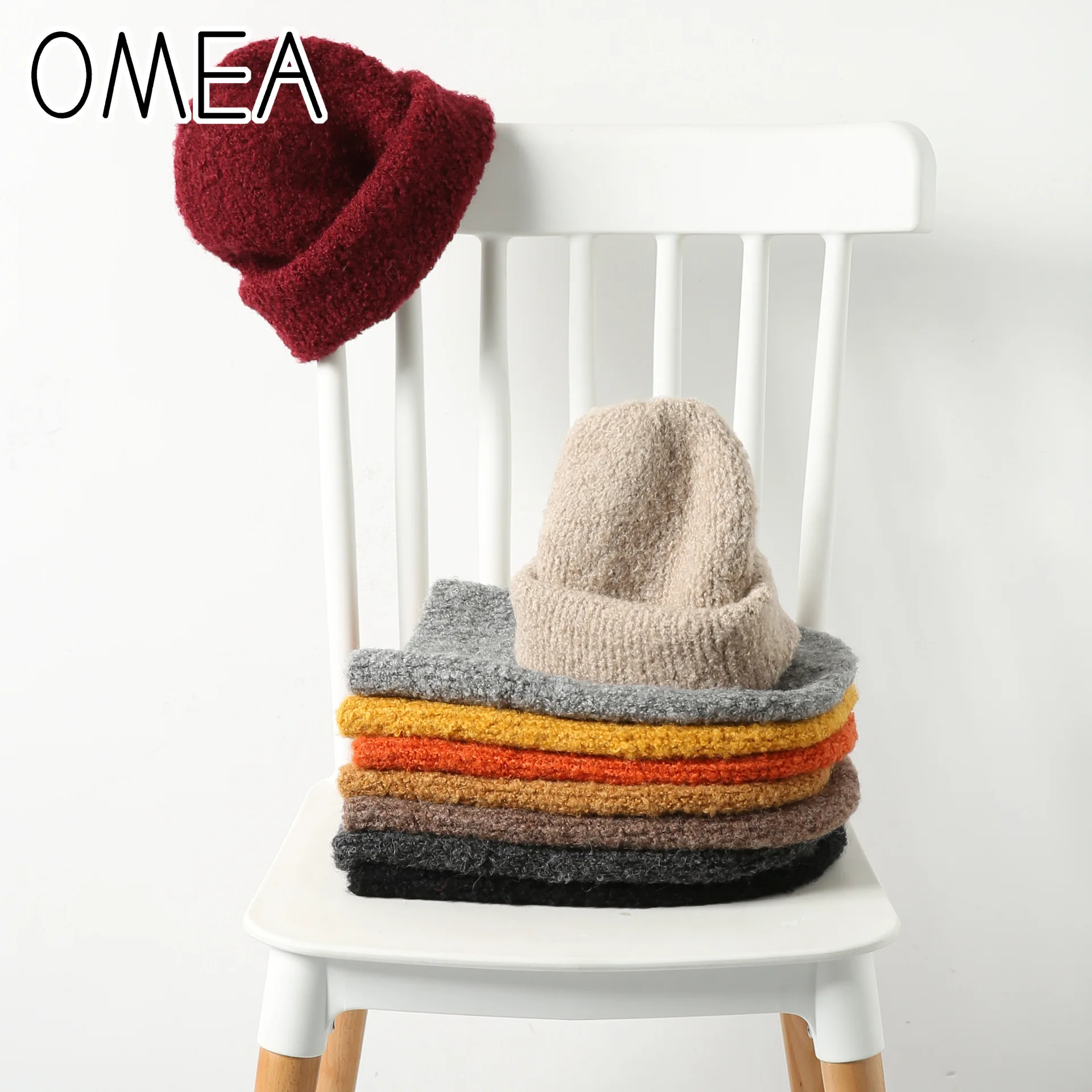 OMEA, одноцветные шерстяные зимние шапки для женщин, из альпака, Вязаная мужская вязаная шапка для девочек, унисекс, праздничная теплая шапка с черепом, Морячка, Лыжная шапка