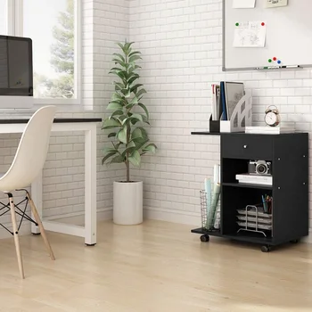 

Tribesigns Mobile Printer Stand, Lateral File Cabinet Office Work Cart with Storage Drawer on 4 Wheels, Computer Side Table