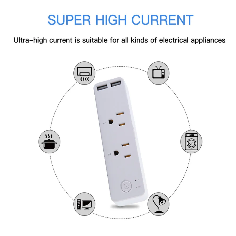 Timethinker Tuya Smart WiFi power Strip US Socket 2 USB порт Голосовое управление таймер переключатель силовая полоса выход для Alexa Google Home