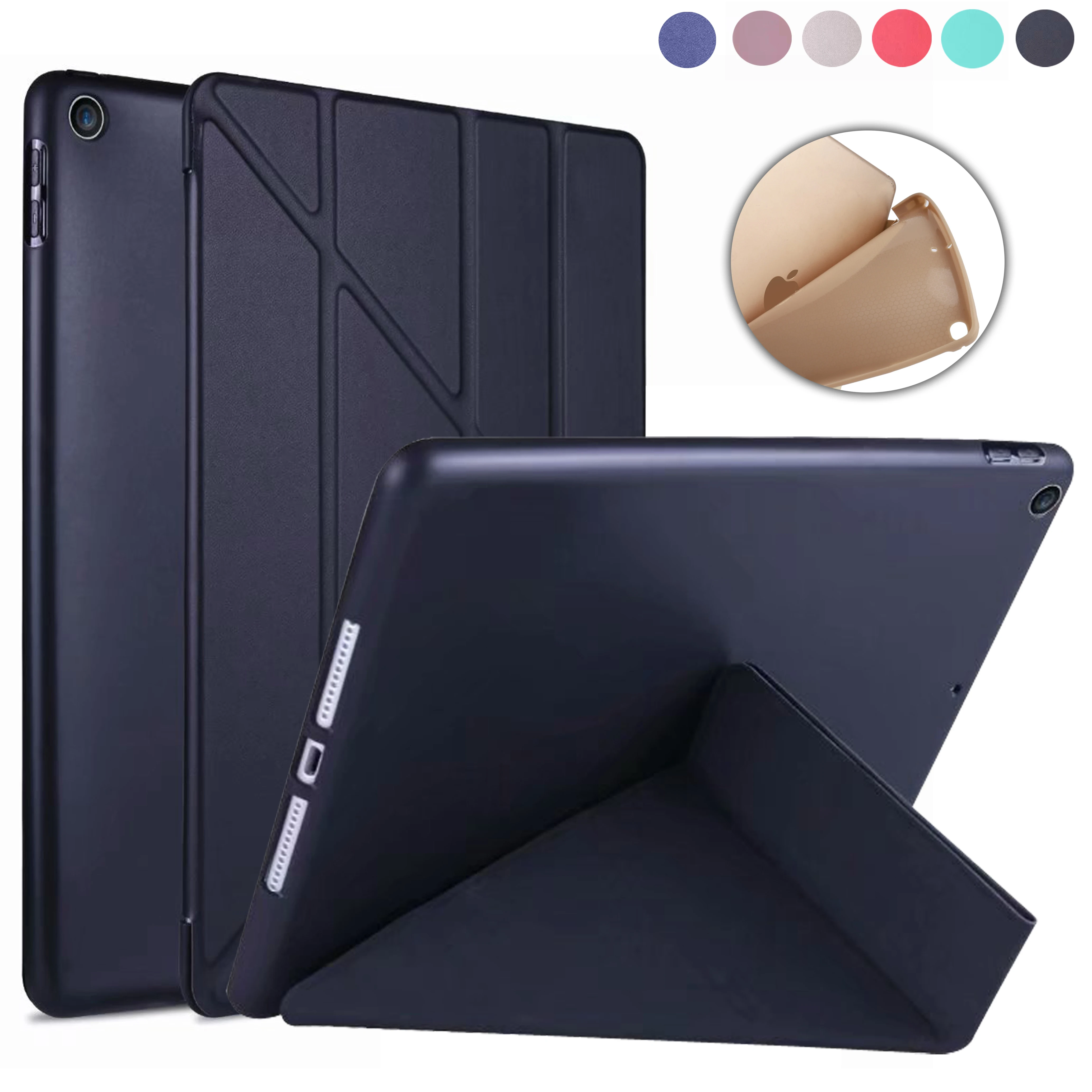

Case For ipad 9.7 10.2 6th 7th generation Air 3 2 1 PU Leather Smart Auto Sleep Wake Cover Pro 10.5 inch TPU silicone shell