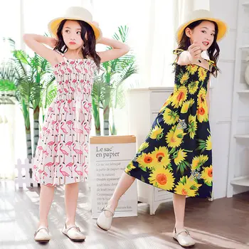 

Summer New Girl Dress Sunflower Print Children'S Beach Party Dress Baby Princess Suspender Dress 2020 Summer 3-6T