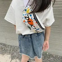 Детская модная поясная сумка с принтом, сумки для монет, поясная сумка с буквенным рисунком, поясная сумка для монет, нагрудные сумки для детей, спортивные карманы/E