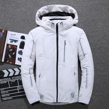 Хороший популярный зимний толстый теплый пуховик с капюшоном, Мужская одежда, короткая куртка большого размера, Модный повседневный мужской пуховик красного и белого цвета