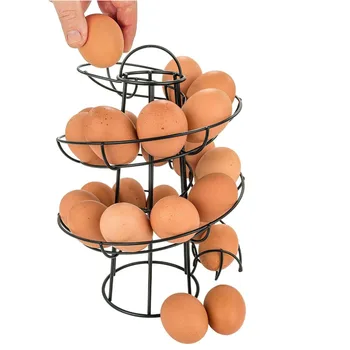 

Eggs Holder Spiral Design Metal Egg Skelter Dispenser Rack Storage Display Rack Egg Holder