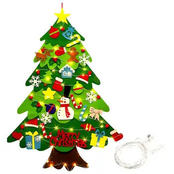 

Felt Christmas Tree With String Light Hanging Wall Decorations Tree+Light String Glowing Felt Christmas Tree (No Battery)