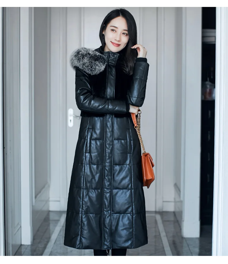Genuine Leather Jacket Women Winter Real Mink Fur Sheepskin Coat Long White Duck Down Jackets Korean Chaquetas Mujer 7113