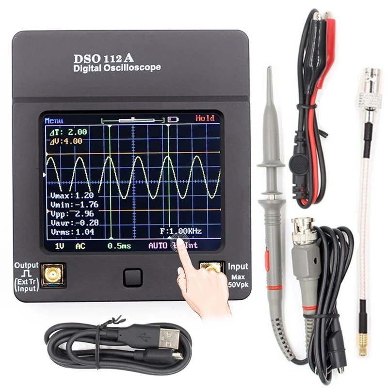 

DIY Kit Oscilloscope Portable TFT Mini Digital Oscilloscope Touch Contact Screen Portable USB Oscilloscope Interface 2MHz 5Msps