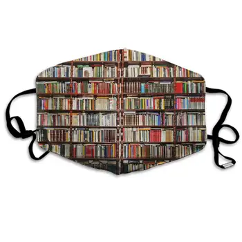 

Comfortable Two Layer Dust Mask, Soft Many Book Bookshelf Face Mask Cover Mouth for Adults and Teens