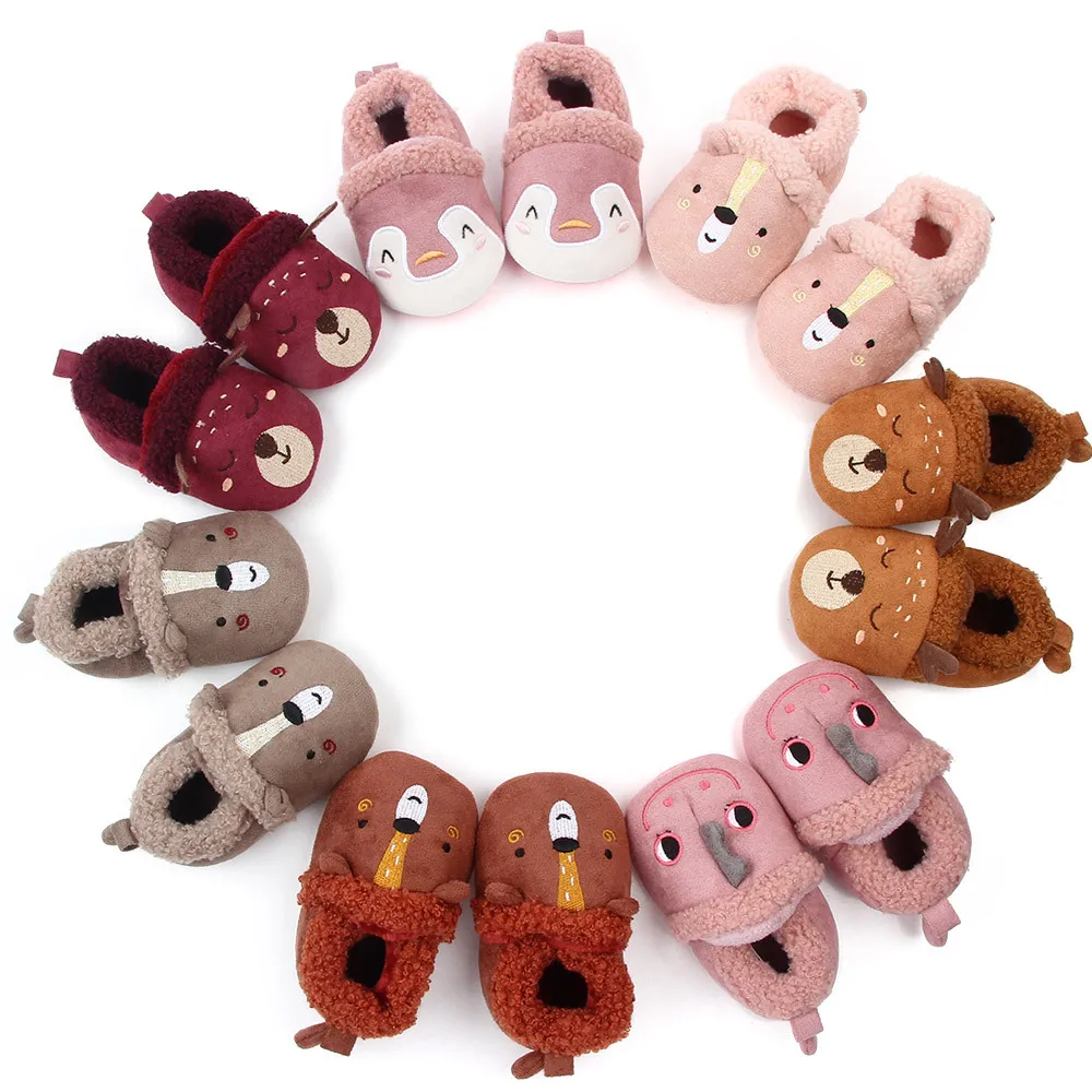 Famous Brand Shoe Newborn Baby Girl Shoes Infant Cartoon Loafers 1 Year Old Soft Sole Slip on Crib Shoes Toddler Boy Slippers