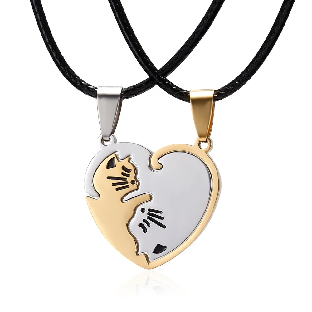 A Set Retro Classical Gossip Yin Yang His/&hers Matching Set Titanium Steel Couples Pendant Necklace