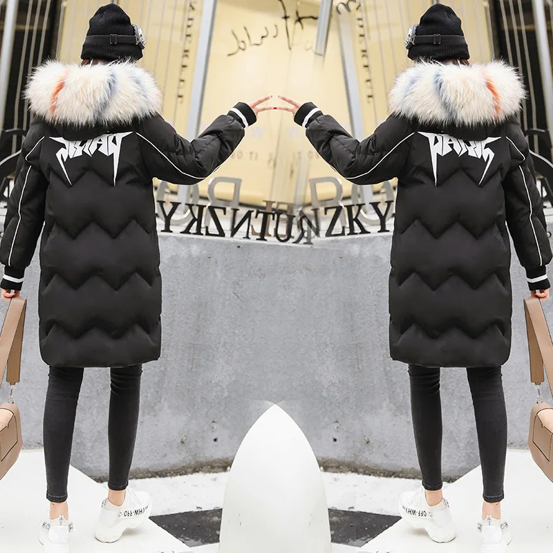 

Down Jacket Cotton-padded Clothes Women's 2018 New Style Winter Korean-style Loose-Fit BF Mid-length Large Fur Collar Cotton-pad