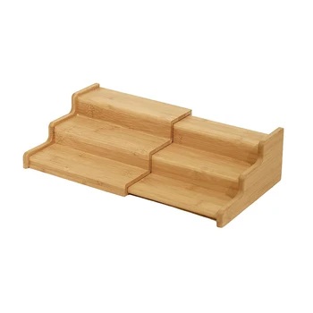 

3 Tier Home For Jars Expandable Organizer Storage Holder 8.75-15 Inch Bamboo Spice Rack Kitchen Cabinet Seasonings Display Solid